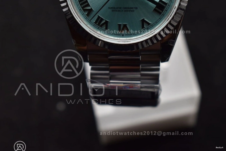 Dial President vr3255 Bracelet Best V5 QF Edition (Gain Weight) 36 Steel DayDate on Light Roman 904L SS Blue 0523